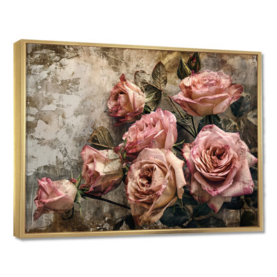 Pink Rose Vintage Grunge - Roses Wall Art Decor