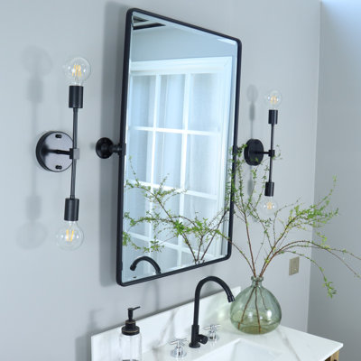 Woodvale Metal Framed Beveled Pivoting Wall Mirror