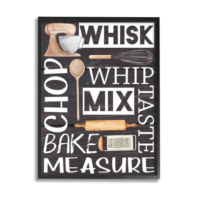 «Divers Bake Tools Kitchen Phrases» par ND Art - cadre flottant, impression sur bois