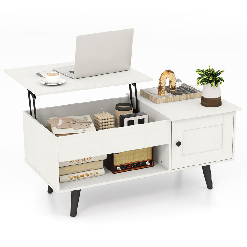 Lift Top Coffee Table with Storage, White