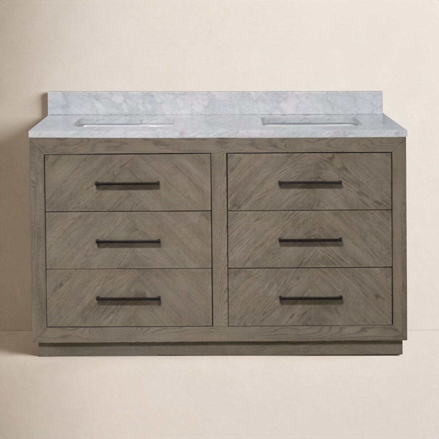 Rumalda 60'' Double Bathroom Vanity, Gray Oak