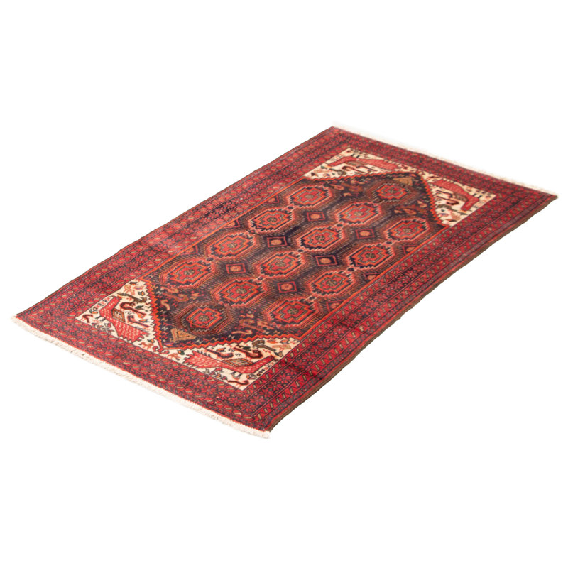 Tapis bleu marine en laine noué à la main de conception unique 2 pi 11 po x 5 pi 4 po Hesperus