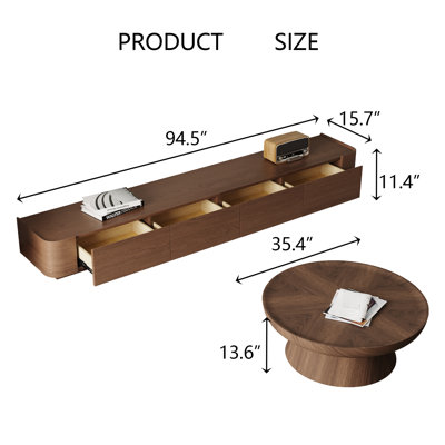 Round Coffee Table And 94.5" Tv Stand
