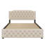 Grand lit plateforme tapissier 2 tiroirs 2 ensembles de ports USB de chaque côté-1247120250