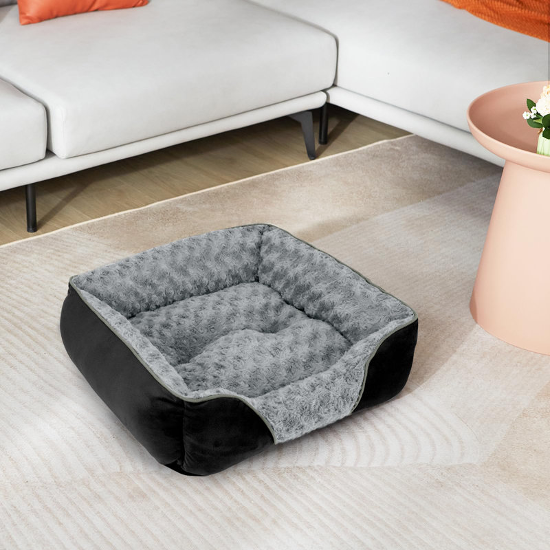 Petit lit pour chien rectangulaire, lavable, orthopédique, doux et apaisant, Black