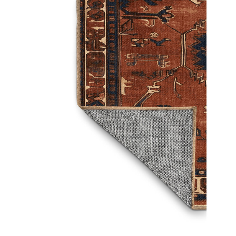 Tapis brun lavable à la machine, Rond 7 pi