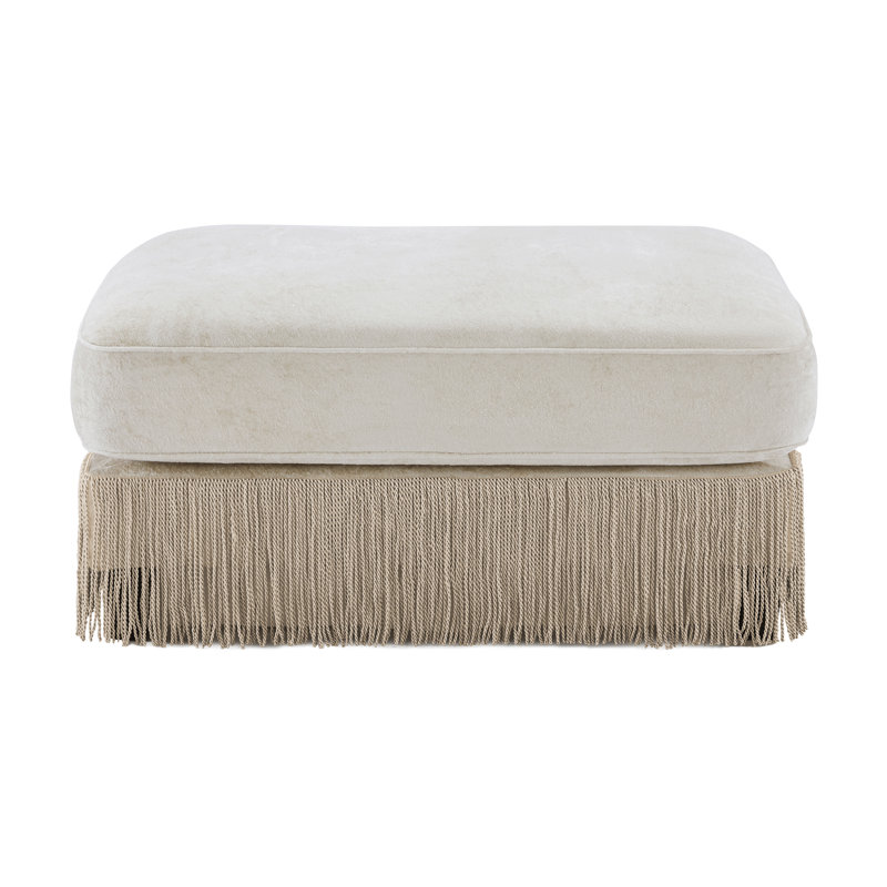 Repose-pieds en velours beige, Beige