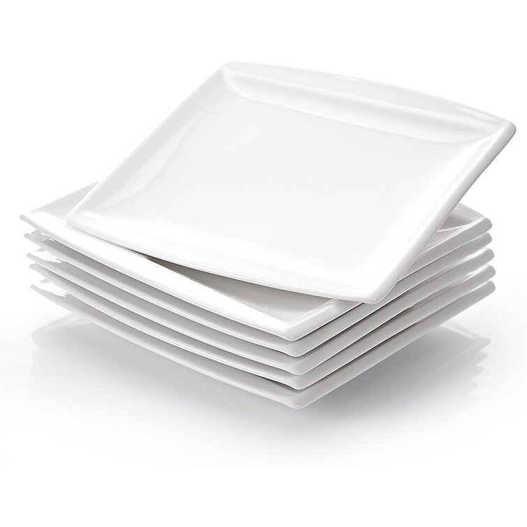 MALACASA Series Blance Porcelain Dinnerware Set Kitchen Dish Square Plates  Bowls