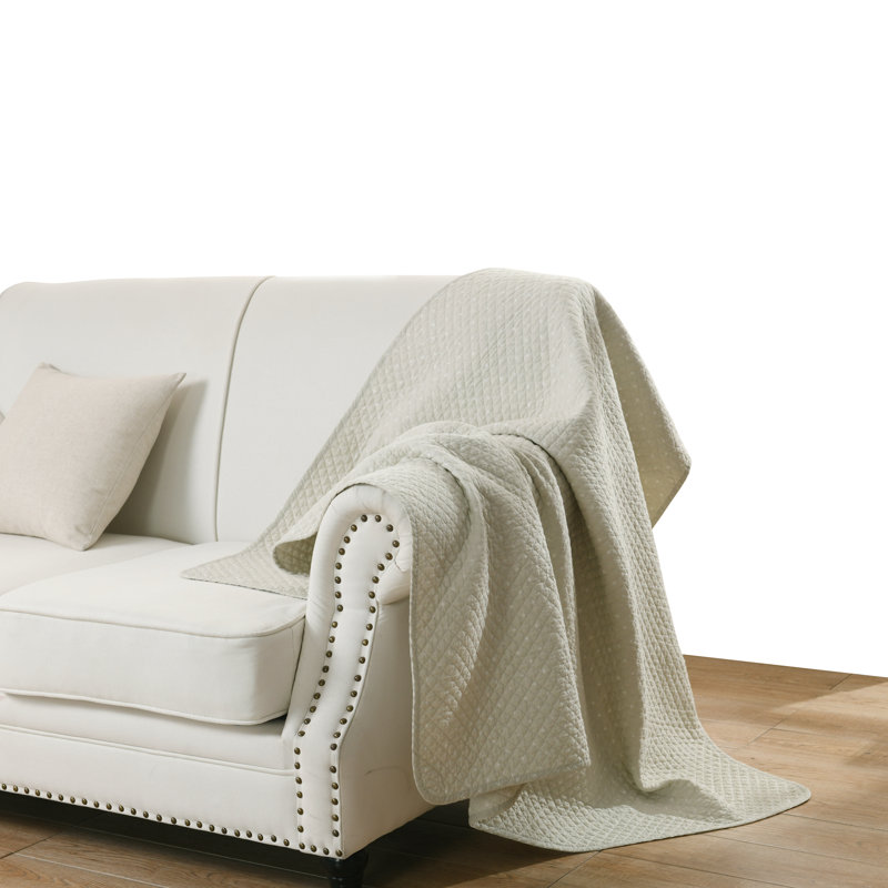  Jeté en courtepointe en coton, Beige