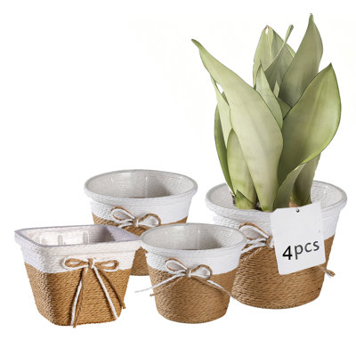 4PCS Paper Rope Flower Planter Decorative Flower Basket , Flower Pots Cover, Plant Containers,