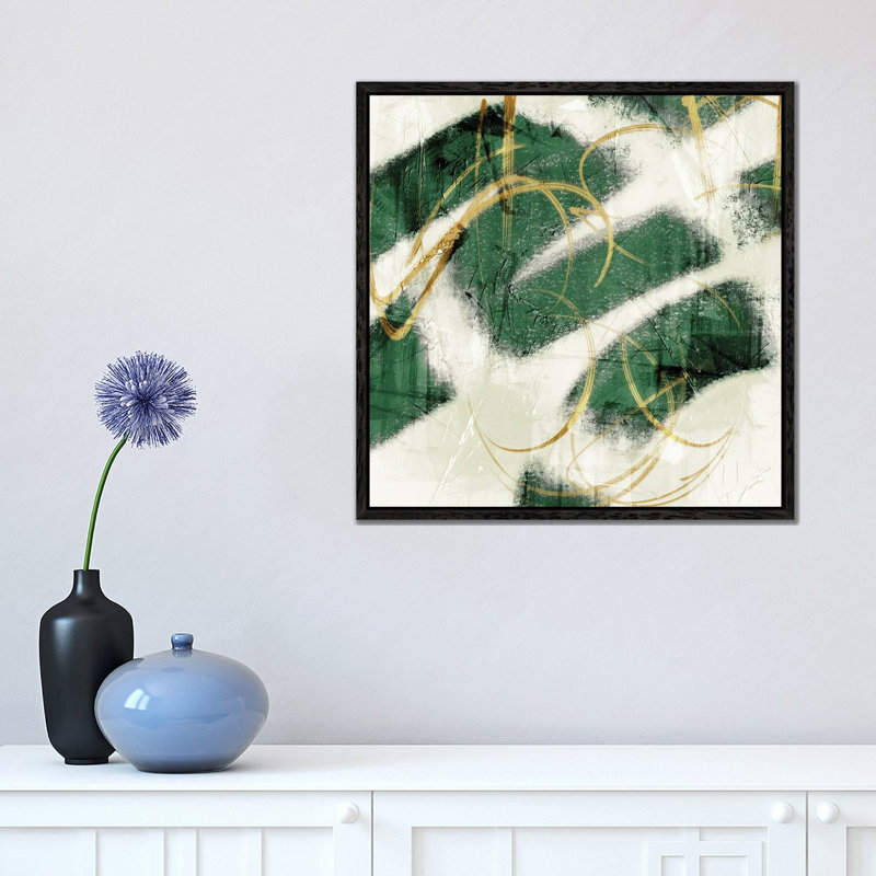 Emerald Mustard Prophecy II by Marcus Prime - Print on Canvas, 45.72 cm H x 45.72 cm W, Black Floater Framed