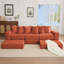 Canapé modulaire convertible 10-en-1 en velours côtelé, canapé d'angle et canapé-lit, poche latérale, sans assemblage, conception modulaire en forme de L, 6 coussins, orange-621196778