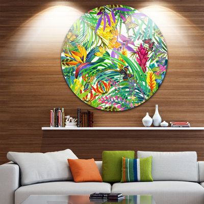 Feuilles et fleurs tropicales - impression d'art floral