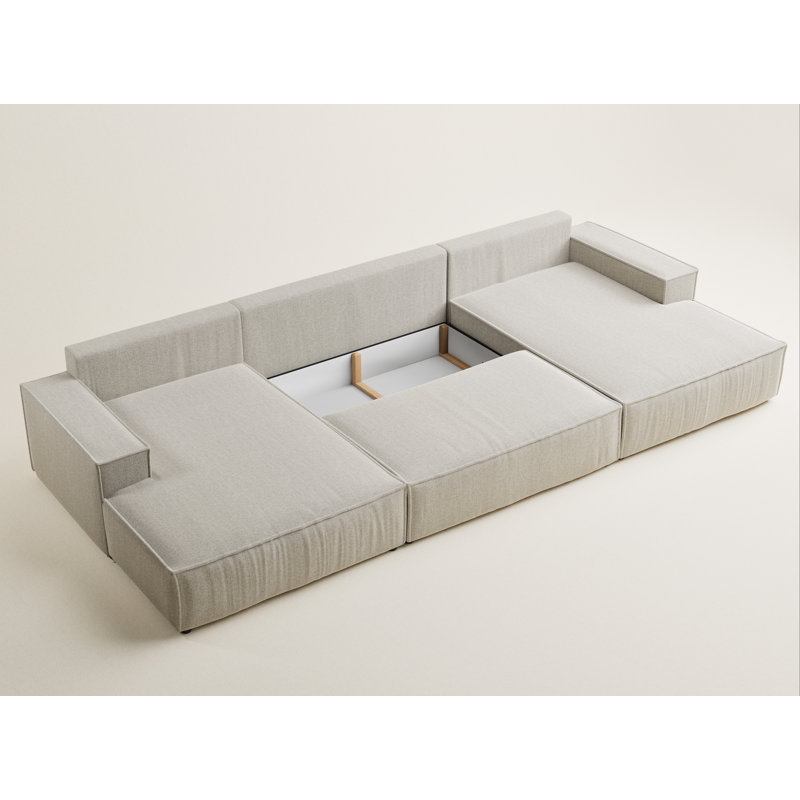 6 Seater Reclining Corner Sofa , Beige