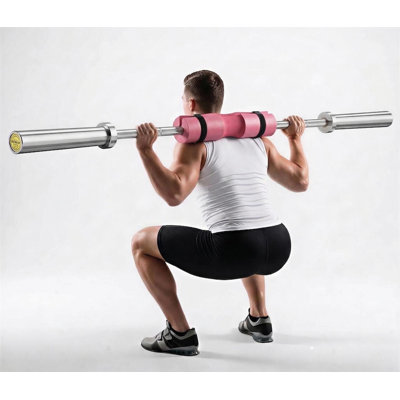 Barre olympique 7pi avec coussin de squat - capacité de 1000 lb, barre d'haltérophile pour gymnastique à domicile pour squat, soulevé de terre et presse, convient aux assiettes de 2 pouces