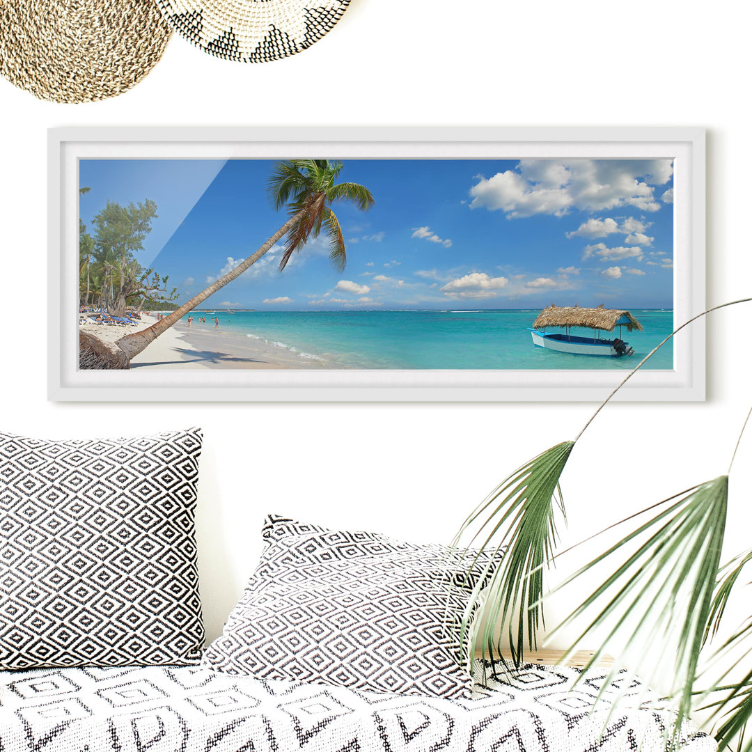 Bild mit Rahmen - Tropischer Strand - Panorama-Landschaft - B