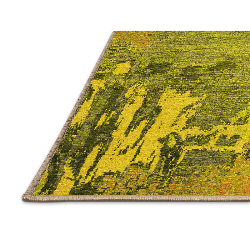 Washable Abstract Indoor Rug, Rectangle 7' x 9'
