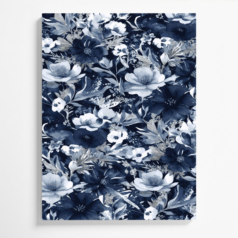 Aquarelle florale, art mural gris sur toile 61, H 20 po x l 30 po