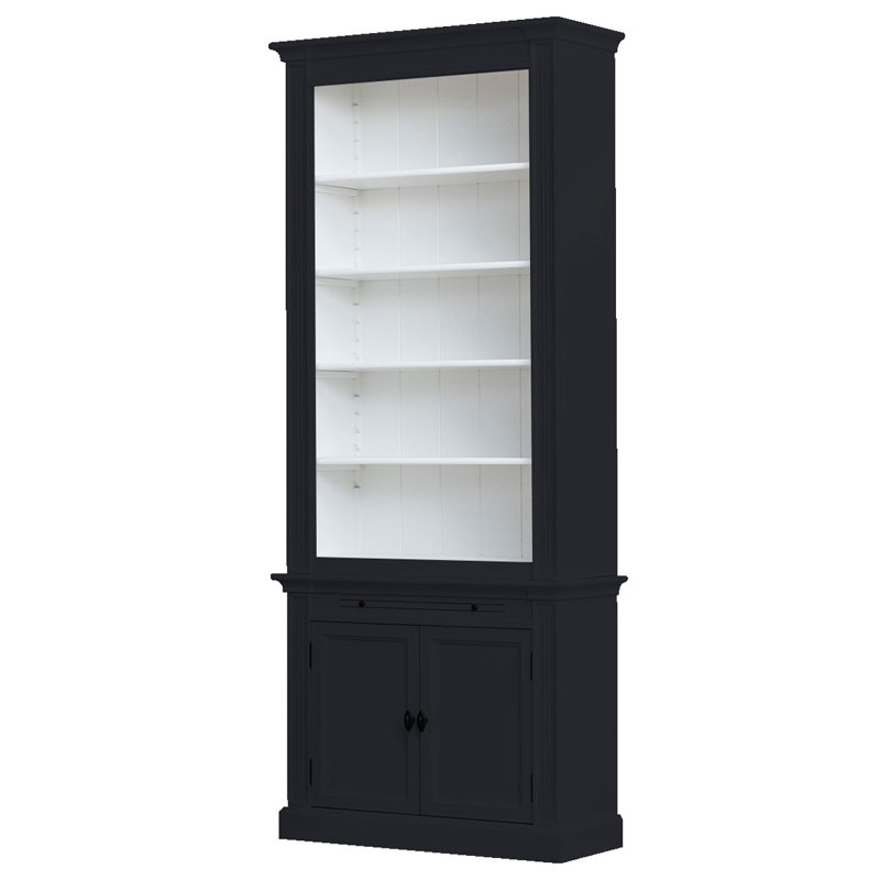 Mckernan 240cm H x 100cm W Solid Wood Library Bookcase, Anthracite Grey