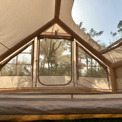 Inflatable Camping Tent Easy Setup 4 Season Glamping Tent With High Performance Inflatable Structure 4-6 Persons Waterproof Windproof Outdoor Self-Supporting Blow Up Tent Air Tent Portable House Hiking Fishing Tailgating