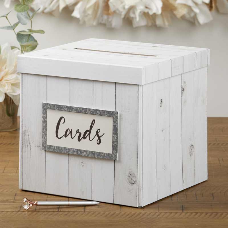 Paper Gift Card Holder, Rustic White Wood