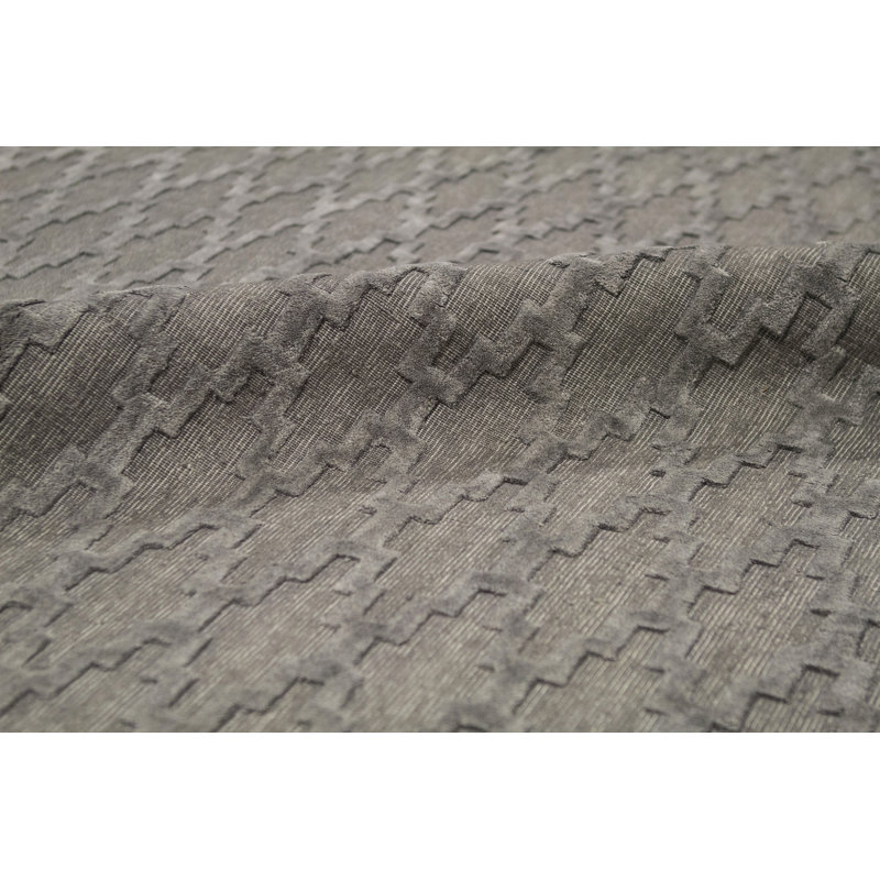 Wool Geometric Area Rug in Gray, Rectangle 8'10" x 12'