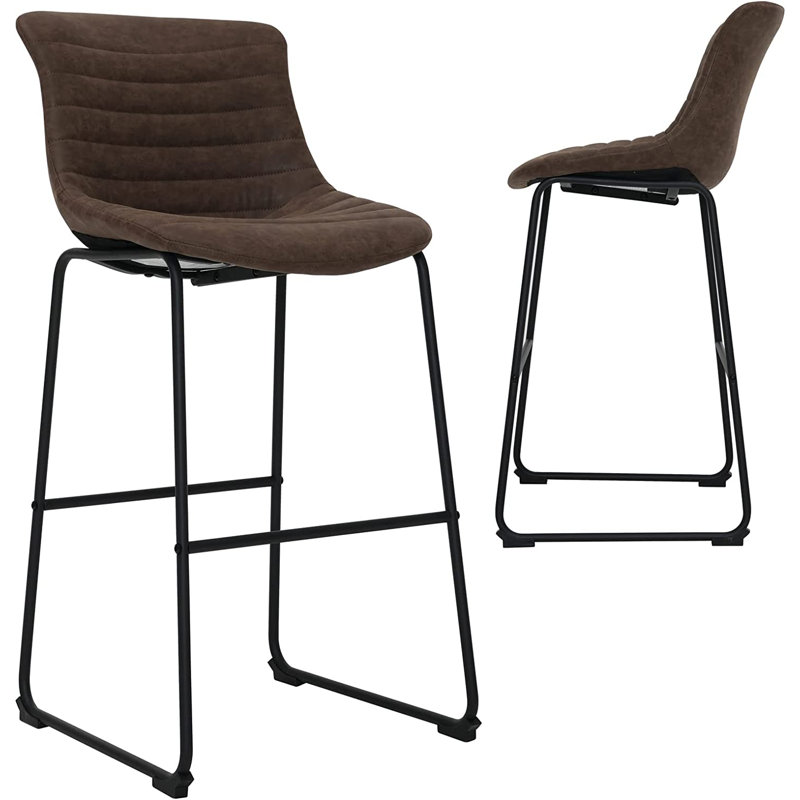 Tabourets de bar en cuir Larochette Pu, tabourets de bar de pub industriels avec dossier et repose-pieds, tabouret de bar sans accoudoirs