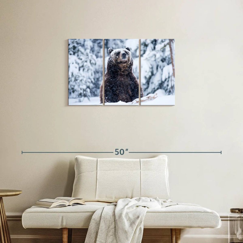 Brampt Grizzly Bear In Snow, 20" H x 33" W