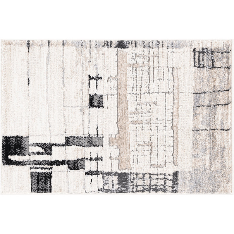 Tapis d'intérieur abstrait beige Mair Gabriel, Rectangulaire 2 pi x 3 pi