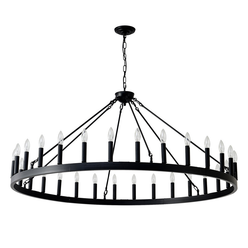 53" 30-Light  Black Wagon Wheel Chandelier(no bulbs)  , 30 Lights