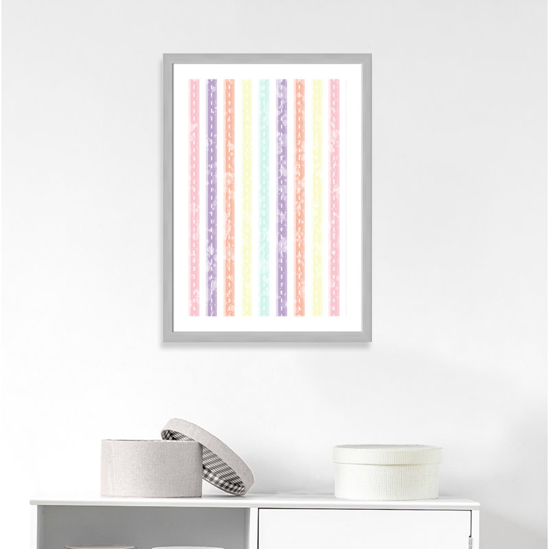 Adhésif décoratif Whimsical Stripe, H 36,5 po x l 26,5 po x P 0,625 po, Encadré plat argent