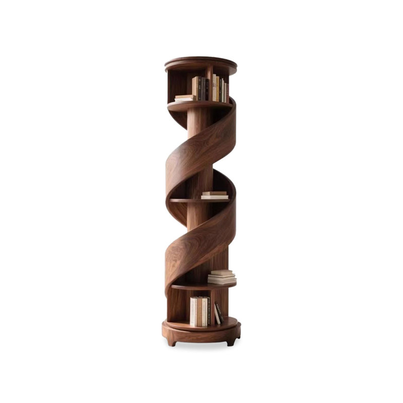 Bibliothèque rotative en bois massif Nut-Brown