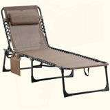 Reclining Chaise Lounge Chair, Portable Sun Lounger, Folding Camping Cot, With Adjustable Backrest And Removable Pillow, For Patio, Garden, Beach