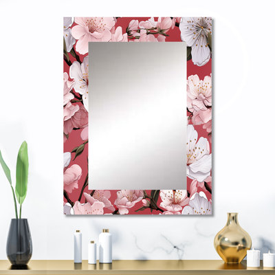 «Deasya Pink Sakura Blossoms Floral», miroir mural décoratif japonais, miroir oriental, impression d'art en métal