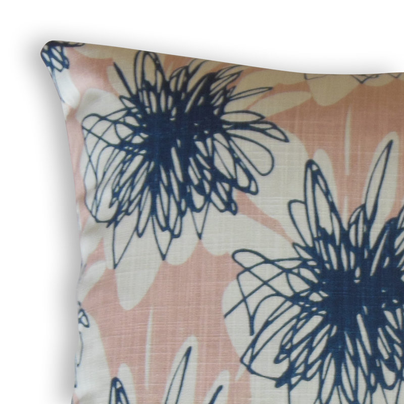Coussin en coton Silva, Hauteur (18 po) x largeur (18 po), Pêche / bleu