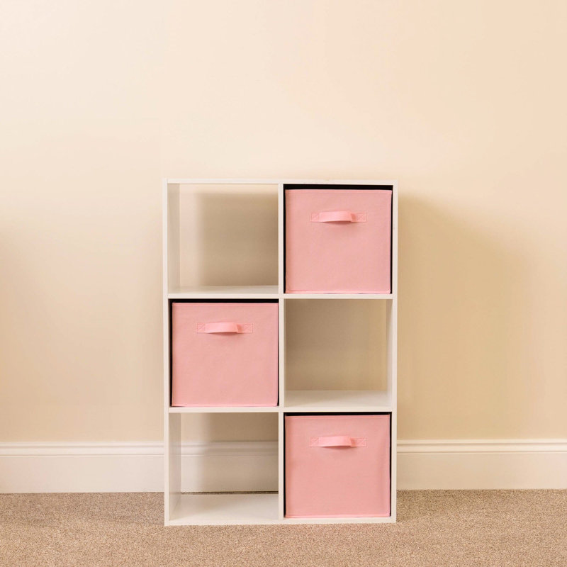 Northville 61cm W Cube Bookcase, White/Pink, (6 Shelves) 91cm H x 61cm W x 30cm D