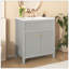 Ensemble de meuble-lavabo autoportant 30 po avec portes à fermeture douce, style moderne, gris, 30 po