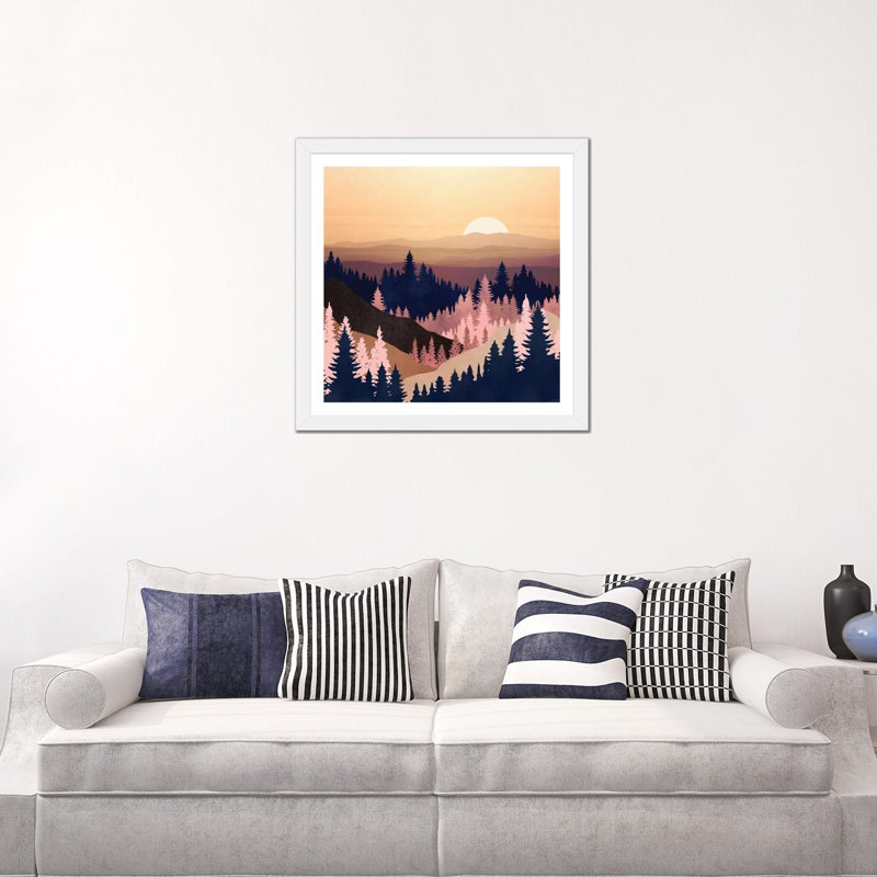 Summer Dusk - impression d'art graphique, H 24 po x l 24 po x p 1 po, Papier encadré blanc, Blanc