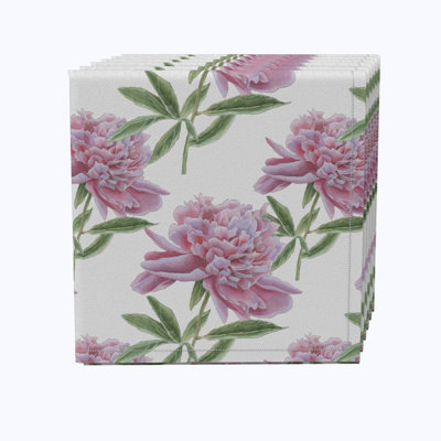 100% Cotton Pink Peony Square Napkin