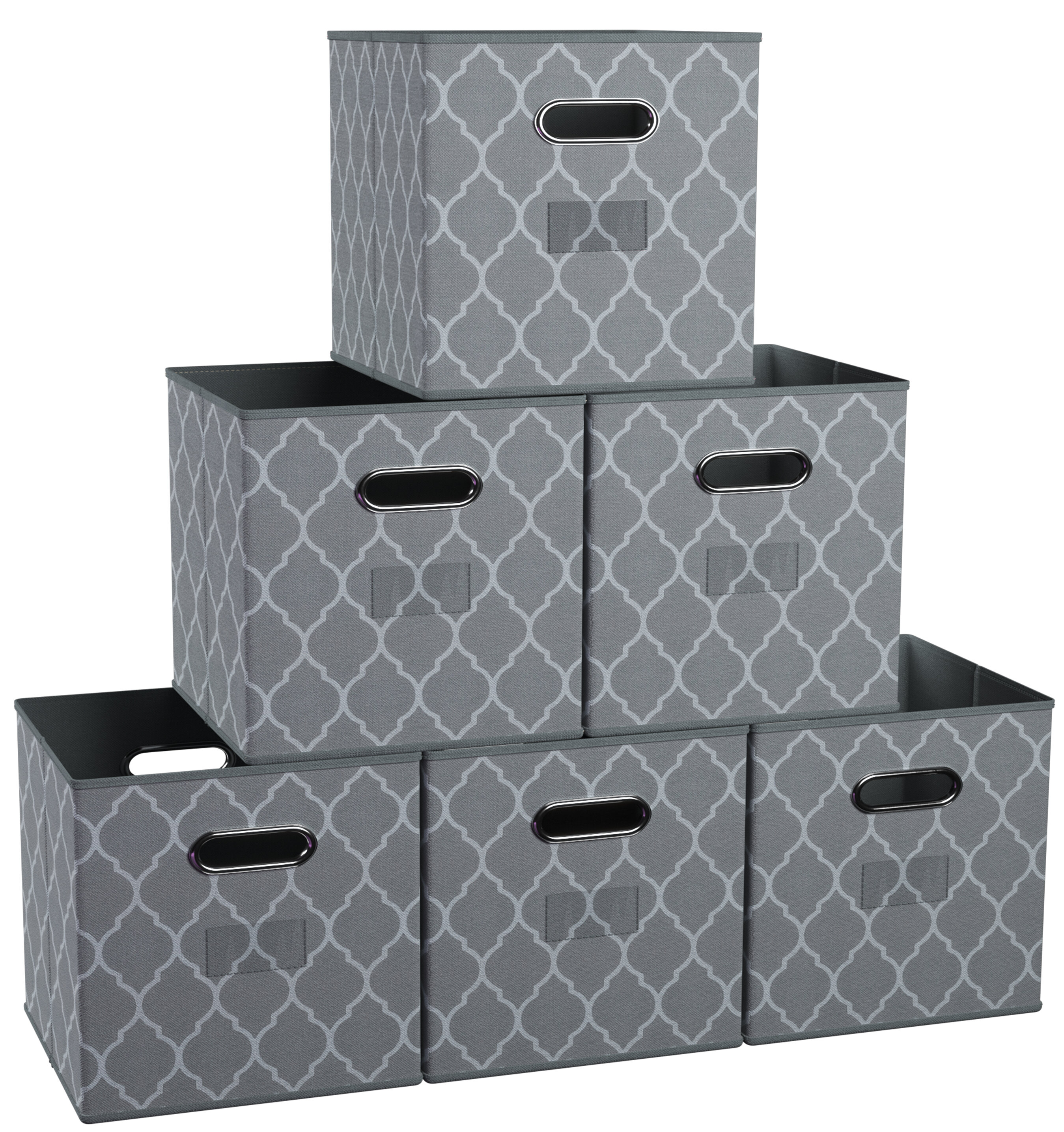 Foldable Storage Bins Basket Cube Organizer with Dual Handles and Window Pocket - 6 Pack Red Barrel Studio Color: Gray