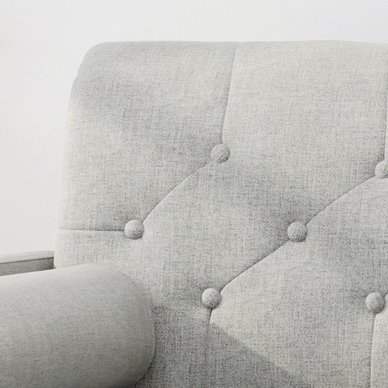 Fauteuil club, design moderne Mid-Century, Tissu gris clair Photiades