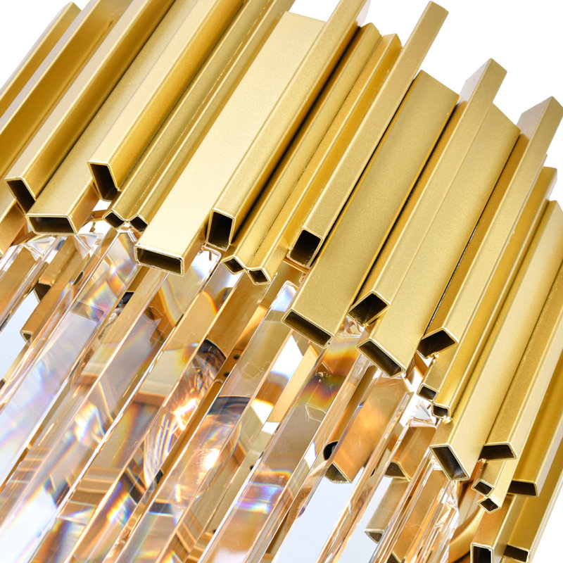  Lustre 7 lumières en médaillon doré avec abat-jour en cristal de 24 pouces pour le salon, la salle à manger et la chambre à plafond haut