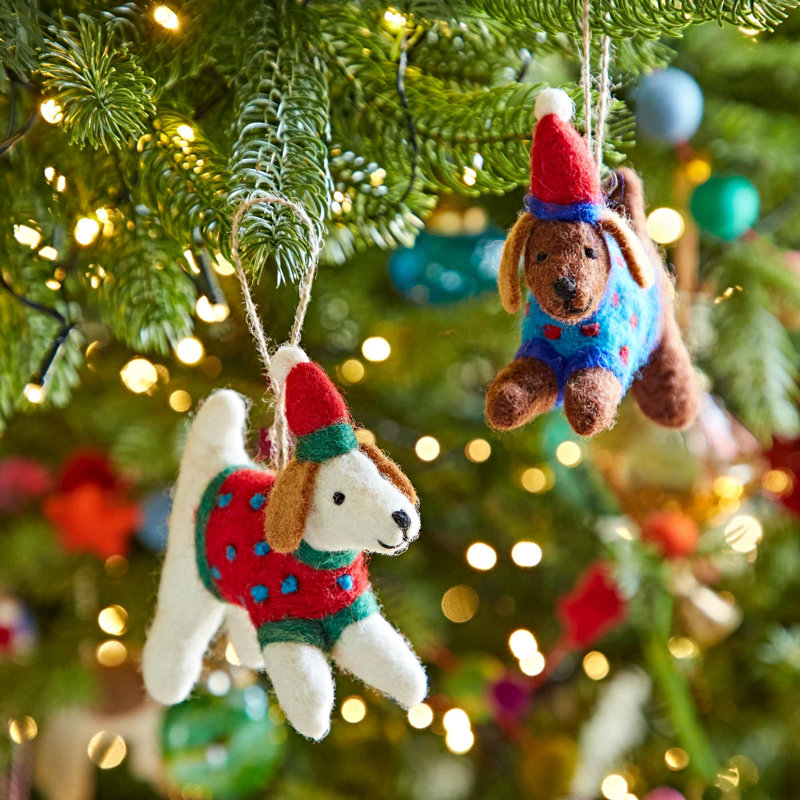 10cm Handmade Wool / Felt Hanging Figurine Ornament, Blue/Brown