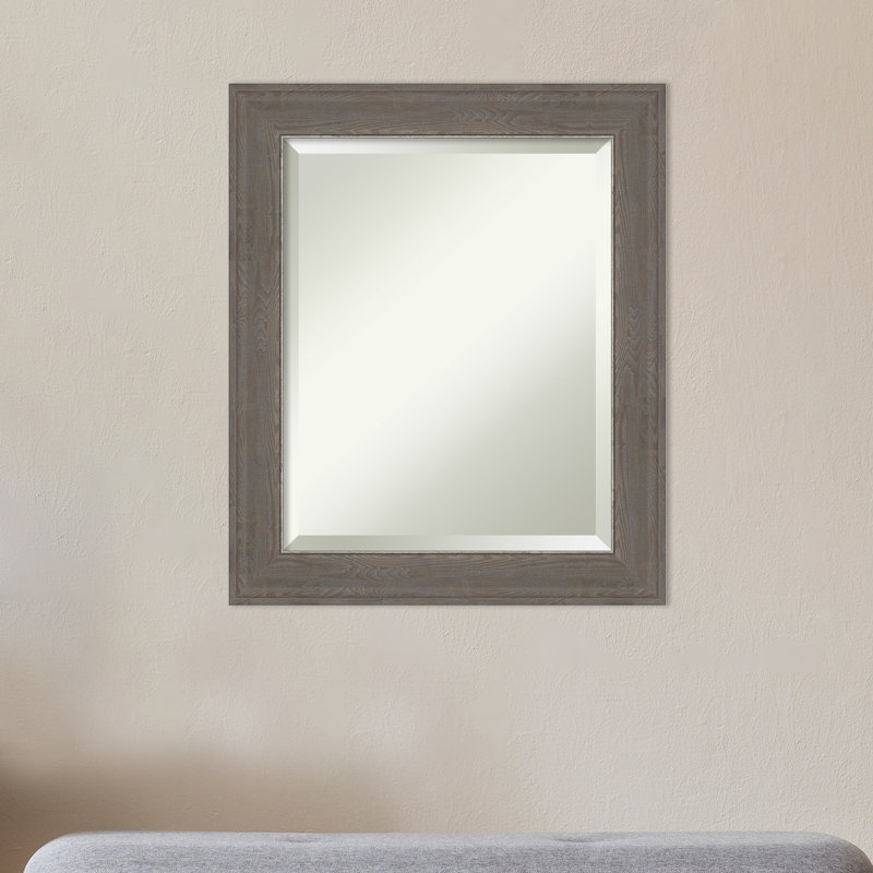 Ariele Flat Wall Mirror, 24.62" x 20.62", Distressed Gray