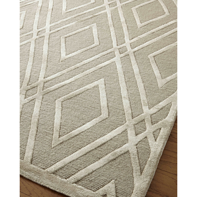 Metro-Velvet Geometric Area Rug in Light Beige, Rectangle 12' x 15'