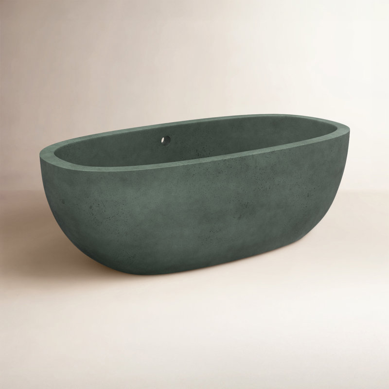 Avalon NativeStone Freestanding Soaking Cement Bathtub, 23" H x 36" W x 72" L, Forest