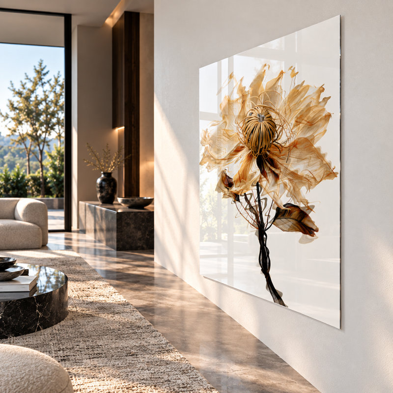 Tableau floral en acrylique de qualité supérieure Windsnap, œuvre d'art botanique moderne, prêt à accrocher, idéal pour le salon, la chambre, le bureau ou l'entrée.