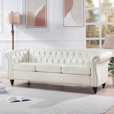84" Rolled Arm Chesterfield 3 Seater Sofa