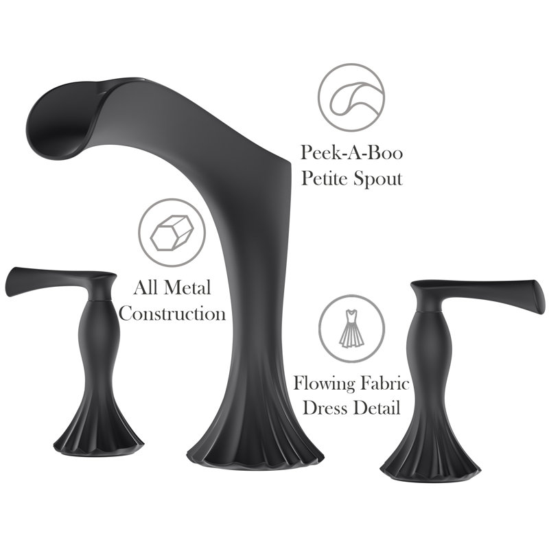 Rhen Double Handle Deck Mounted Roman Tub Faucet Trim, Matte Black