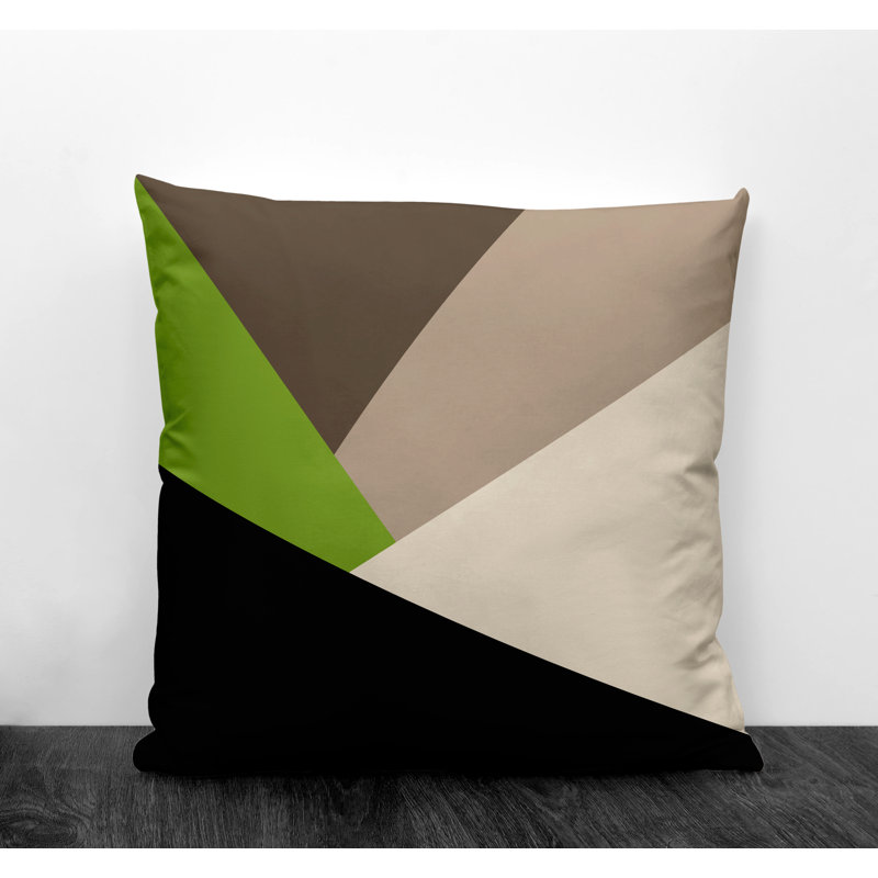 Coussin décoratif intérieur / extérieur Isla, L 17 po x H 17 po, Chartreuse géométrique 2